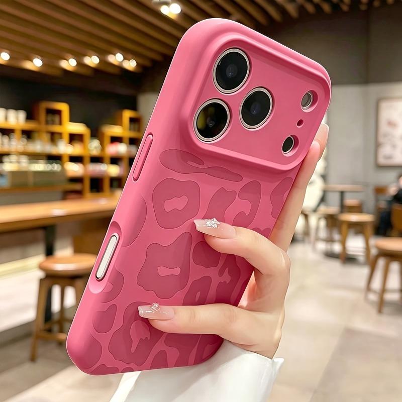 Leopard Pattern Liquid Silicone Case for 18 17 16 Pro Max Air 14 15 Plus 13 Camera Control Button Soft Shockproof Cover