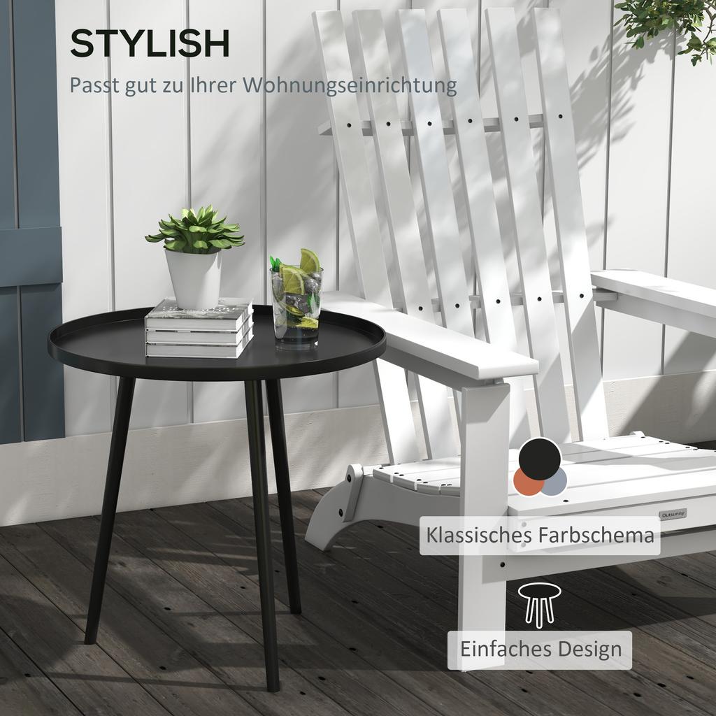 Outdoor side table. Garden table. Round patio table. Steel. 40 x 50 cm (diameter x height). Black