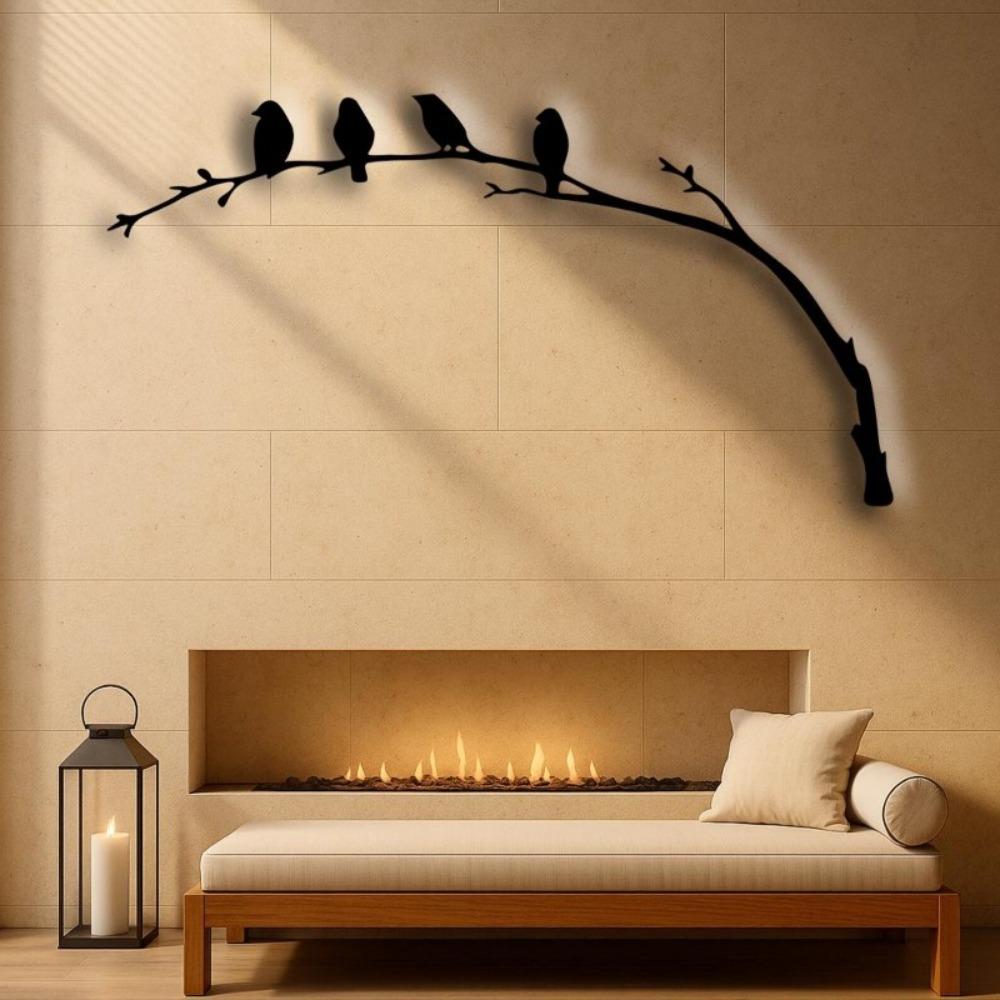 1pc Birds Branches Metal Wall Art Nature Inspired Home Decor Housewarming Birthday Valentine Family Gift