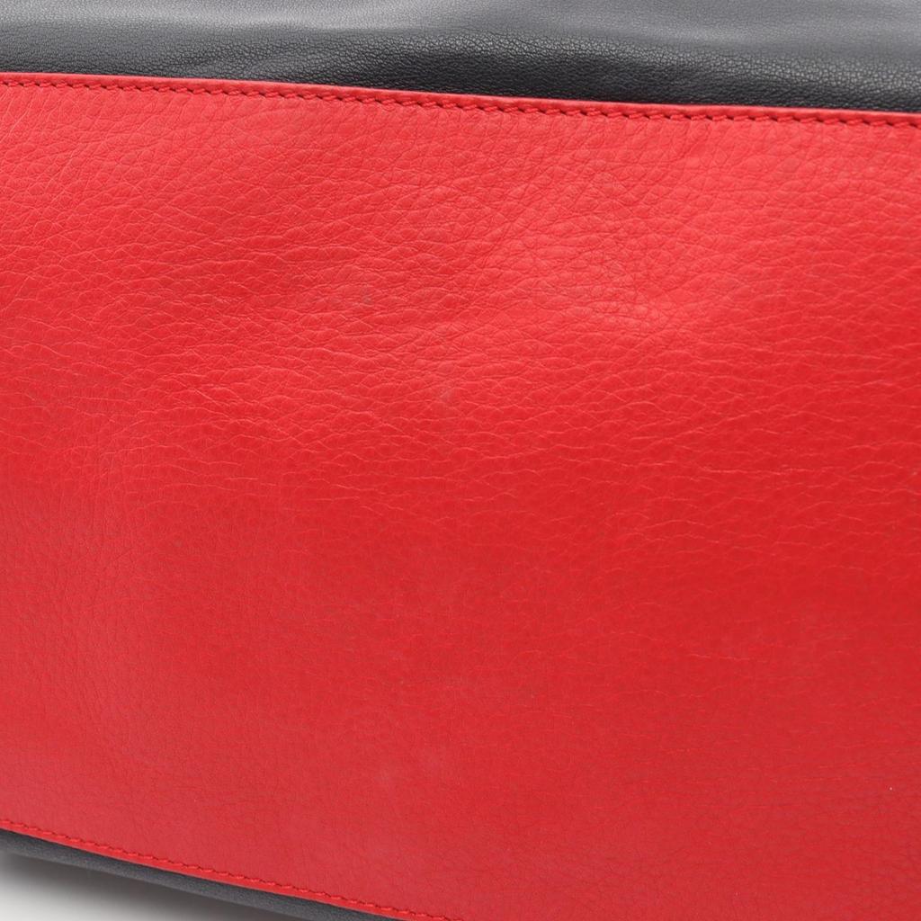 Used Valentino Ribbon Shoulder Bag Leather Navy Red Used Women