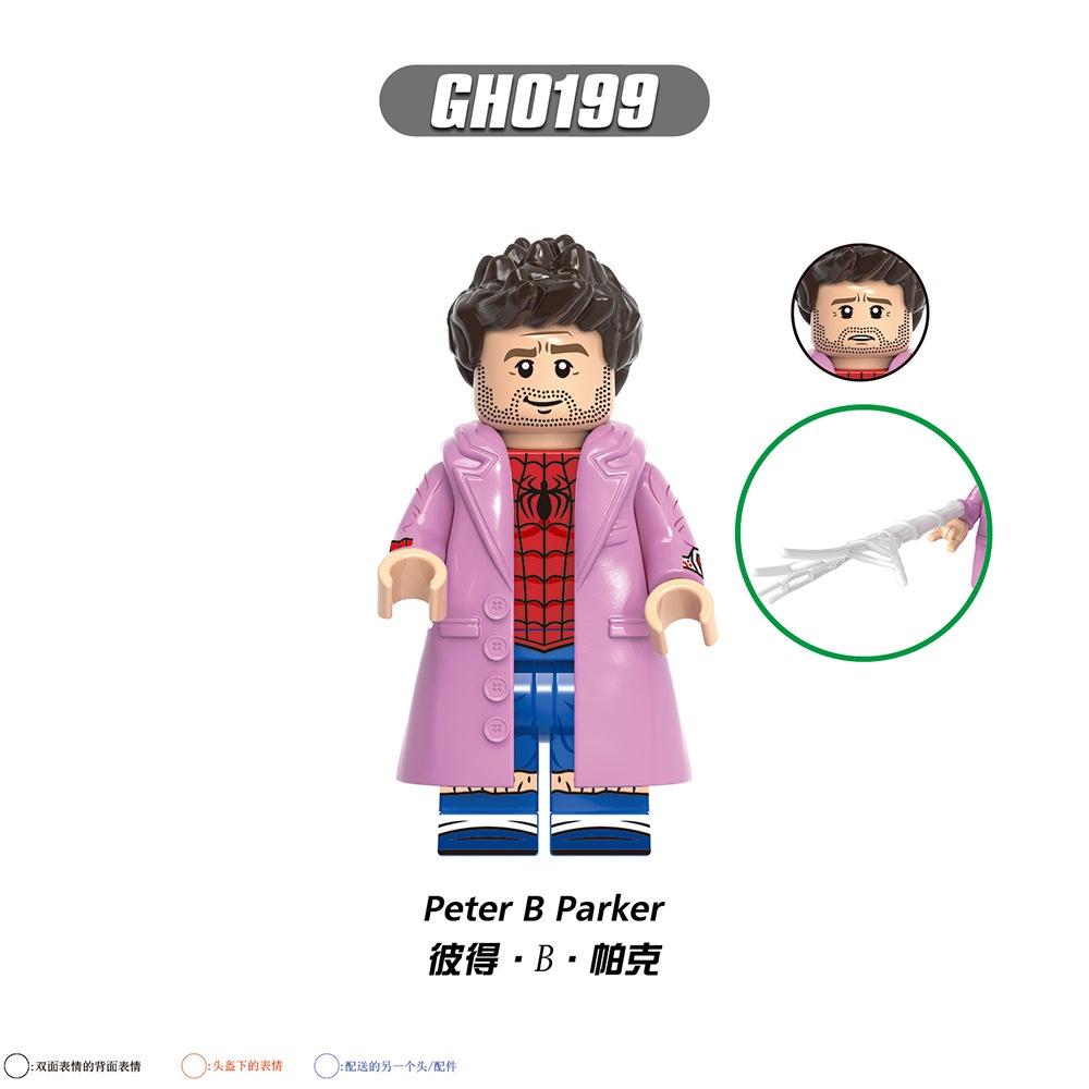G0126 Superhero Series Peter Parker Shadow Crimson Flower Web Assembly Building Block Mini Doll Bag
