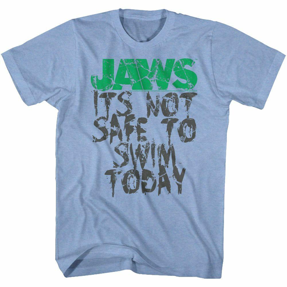 Jaws Not Safe Light Blue Heather Adult T-Shirt L