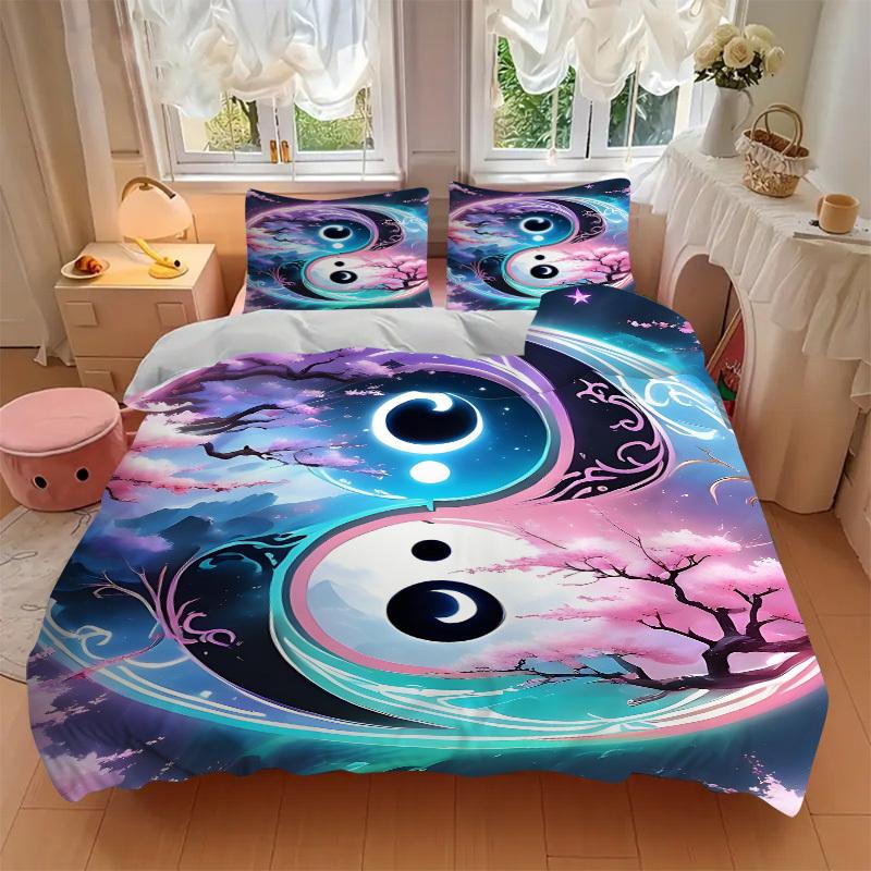 3pcs Yin-Yang Symbol Duvet Cover Set - Machine Washable, Includes 1 Cover and 2 Pillowcases, No Core Included yy251013140