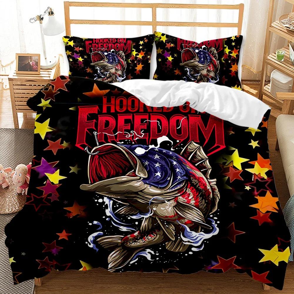 Big Pike Fishing Hunting Bedding Set Boys Girls Twin Queen Size Duvet Cover Pillowcase Bed Kids Adult Home Textileextile