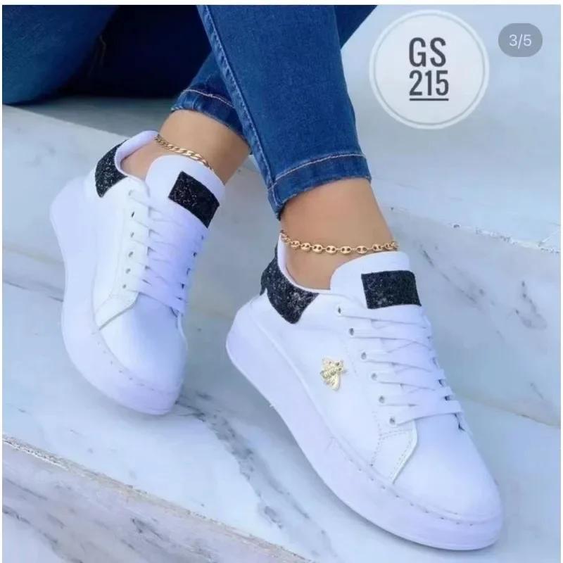Autumn Shoes Waterproof White Sneakers for Women Korean Version Lace Up Casual Flat Sport Shoes Ladies Vulcanized Shoes 35-43