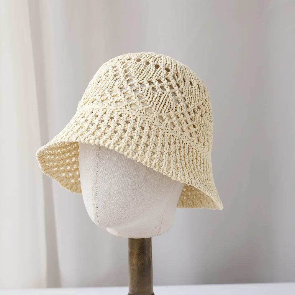 Women Bucket Hat Summer Hollow Out Thin Breathable Sun Hat Female Beach Panama Cap Fold Outdoor Japanese Lesure Fishierman Cap