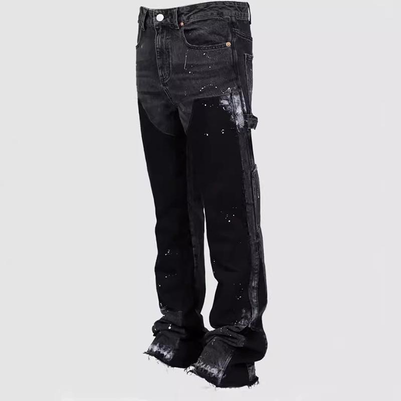 Men's Jeans Fashion Workwear Elastic Patchwork Flared Pants