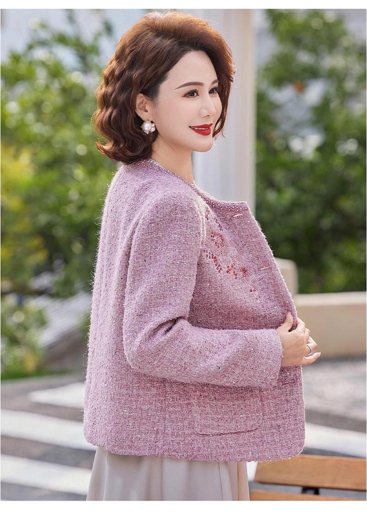 Elegant Spring French-Style Jacket for Middle-Aged & Elderly Women - Noble Lady Collection 2026