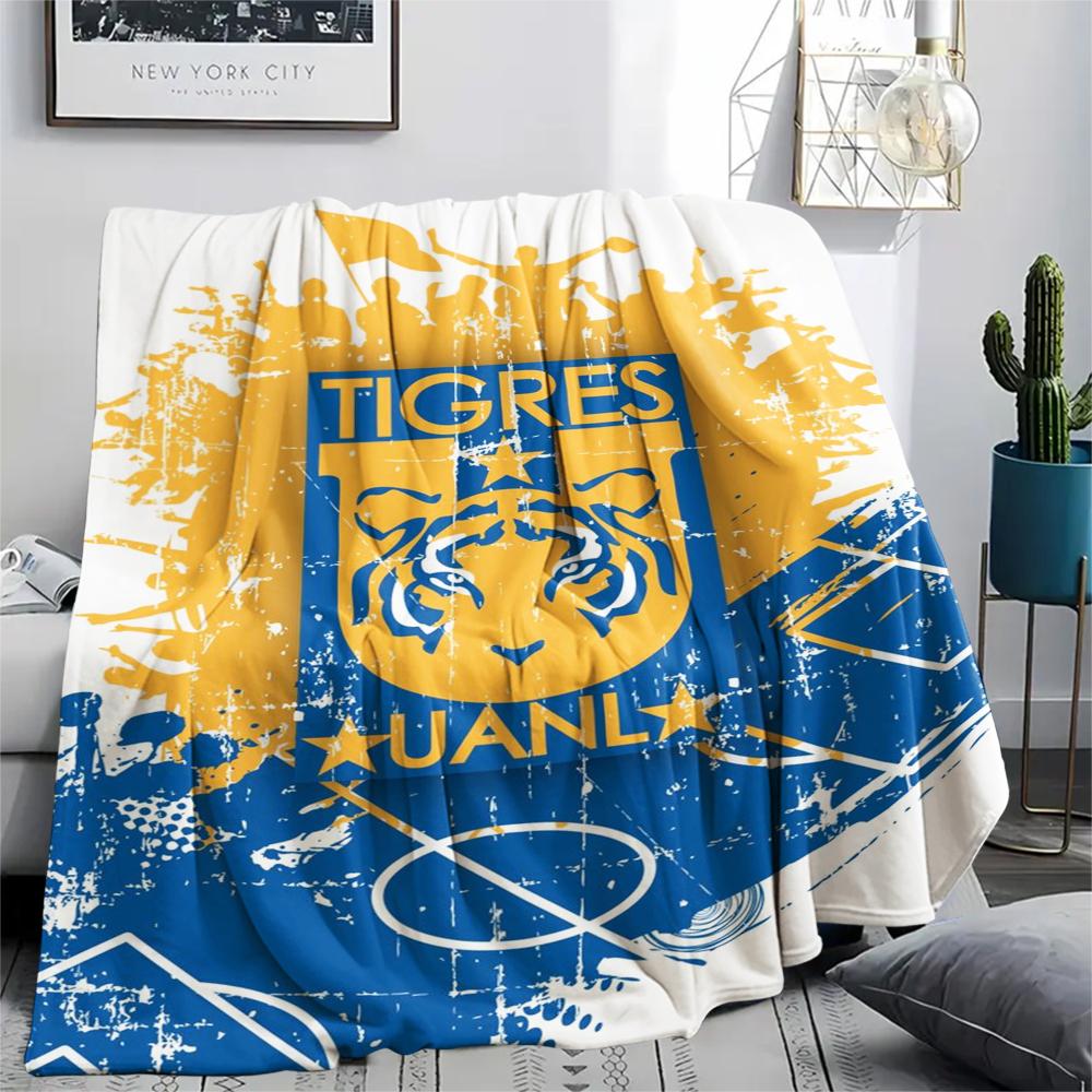 1PC Tigres UANL Print Flannel Blanket, High quality Comfortable for All Seasons, Home Decor, Warmth and Comfort, Perfect for Christmas Gifts219