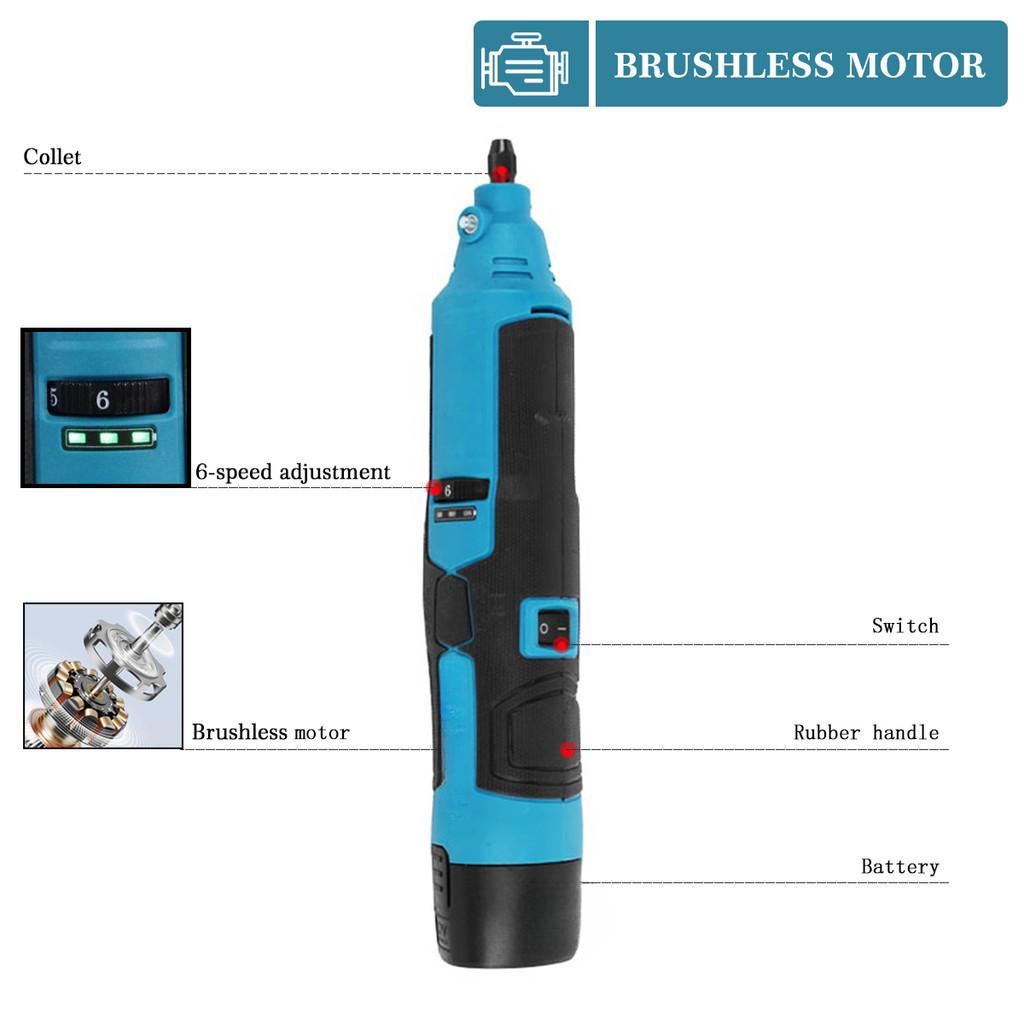 6 Variable Speed Cordless Electric Engraver Portable Electric Drill Engraving Machine Grinding Polishing Mini Rotary Tool