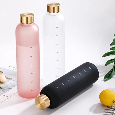 1000ml Water Bottle With Time Marker Frosted Plastic Motivational Water Bottle Drinking Bottle For Gym Sport Outdoor Travel Work