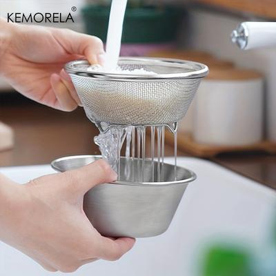 2-in-1 Siebe aus Edelstahl mit mikroperforiertem Netz Spülmaschinenfest Leicht zu reinigendes Design zum Waschen von Gemüse, Obst, Reis
