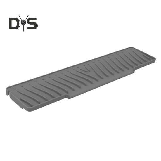 

Силиконовый коврик для слива воды для кухонной раковины, противоскользящий коврик для сбора воды с полосатыми канавками серый