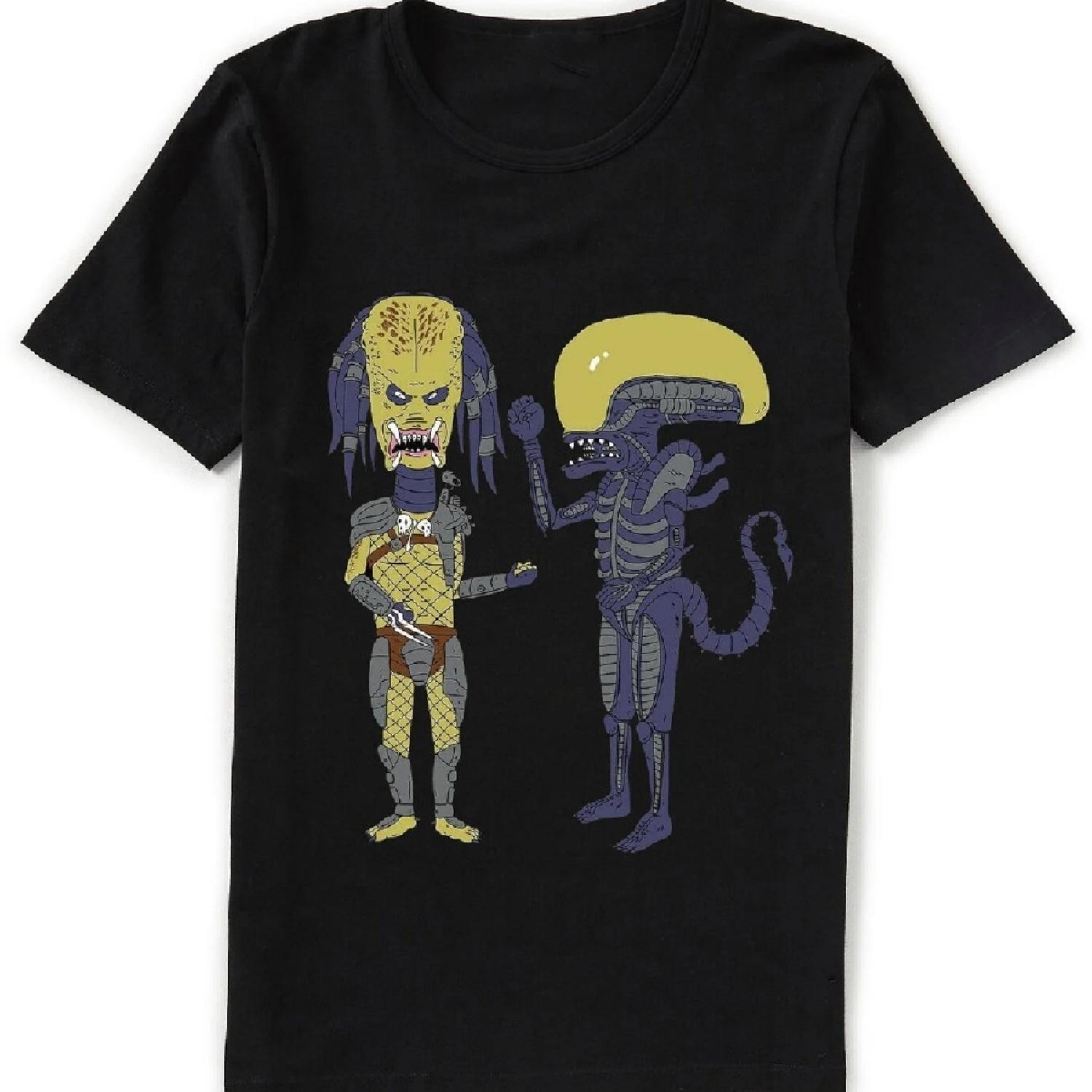 

Alien Vs Predator X Beavis and Butthead Hunter and Xenomorph Funny Black T-Shirt Cheap Sale Cotton T Shirts for Boys XXXXXL чёрный