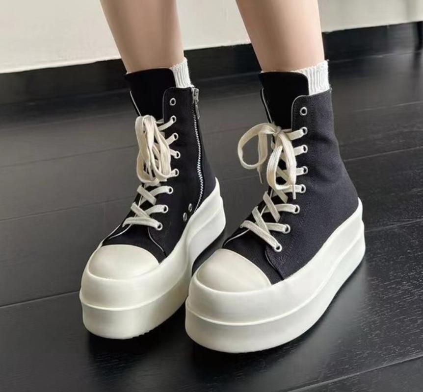

2025 Новые парусиновые туфли для женщин Дизайнерская обувь Ботинки на платформе Кроссовки Женские мотоциклетные ботинки Ботильоны На высоком каблуке Zapatos De Mujer 40