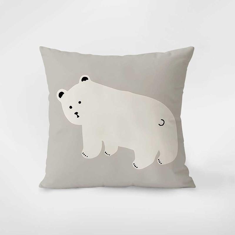 Minimalist Cute Polar Bear Throw Pillow Cover, Home Decor Cushion Case