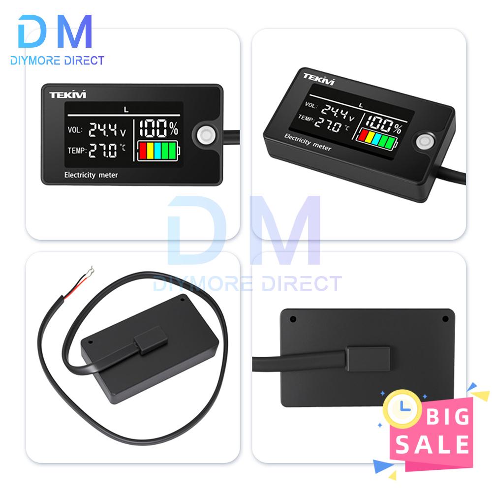 DC 8-100V Digital Battery Capacity Indicator Voltmeter LiFePO4 Lead-acid Lithium Battery Tester Meter with Temperature Display