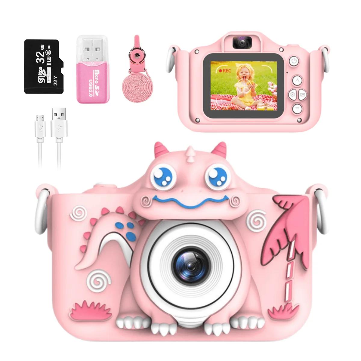 

Детская камера с изображением динозавра, 4000 Вт, HD, двойной объектив, селфи-камера, развивающие игрушки, цифровая видеокамера 1080P, подарки на день рождения