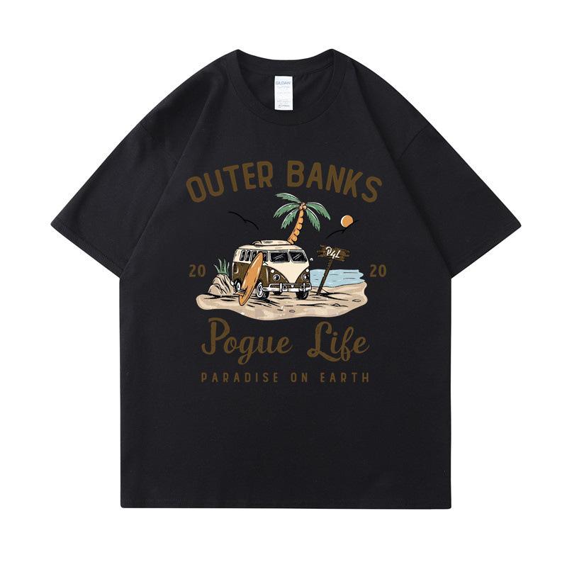 Fashion Printing Shirt Outer Banks T Shirt Pogue Life John B Paradise On Earth North Carolina Pouge Graphic Cotton Tops