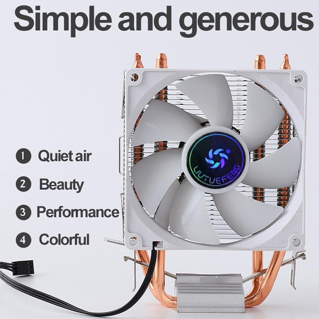 12V DC 3Pin/4Pin RGB LED CPU Cooler 2-Heatpipe Dual Tower Fan Cooling Heatsink Radiator for Intel LGA 775/1150/1151/1155/1156/1200/1366