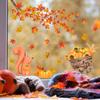 Pegatina de ventana de hoja de arce dorada, pegatina de pared de zorro y calabaza otoñal para habitación de niños, papel tapiz de otoño para Acción de Gracias, decoración del hogar