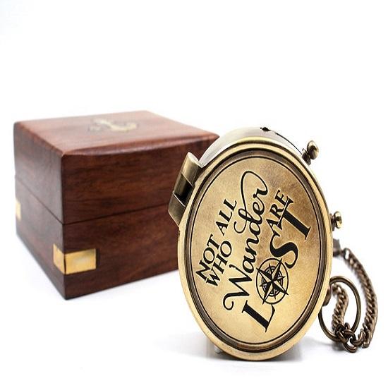 NOT All WHO Engraved Brass Compass Wooden Case Son,Mom,Children,Baptism,Birthday,Easter,Décor Nautical Gift Maritime