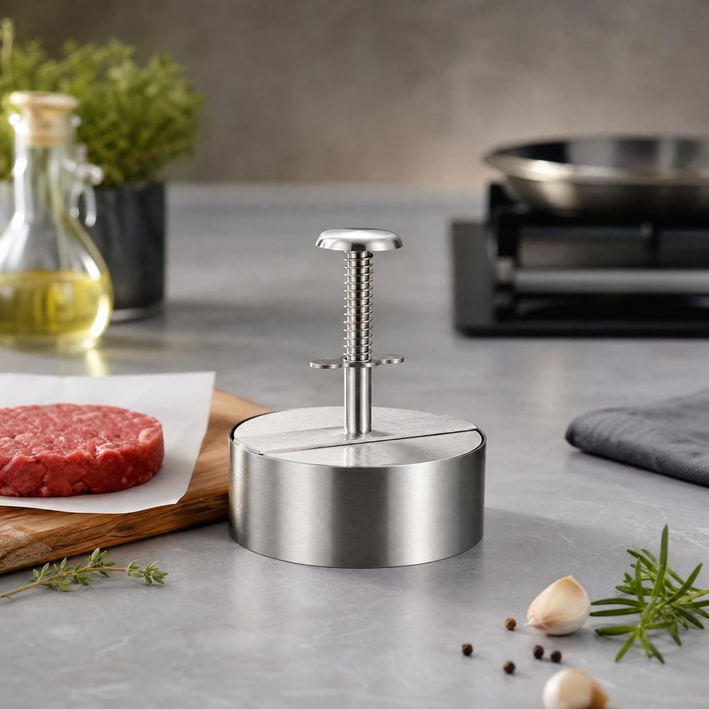 Stainless Press for Homemade Patties with Non-Stick Coating