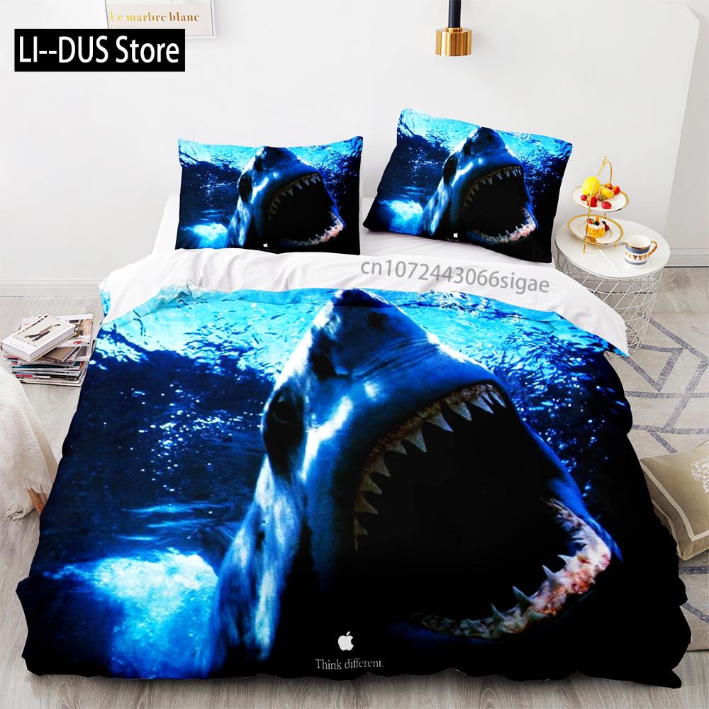 

Shark Bedding Set Single Twin Full Queen King Size Ocean Overlord Bed Set Aldult Kid Bedroom Duvetcover Sets 3D Anime 035 EU Single(135*200cm)3pcs