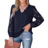 Spring New Women's V-neck Lace Hollow Lace Long-sleeved Loose Pullover Shirt