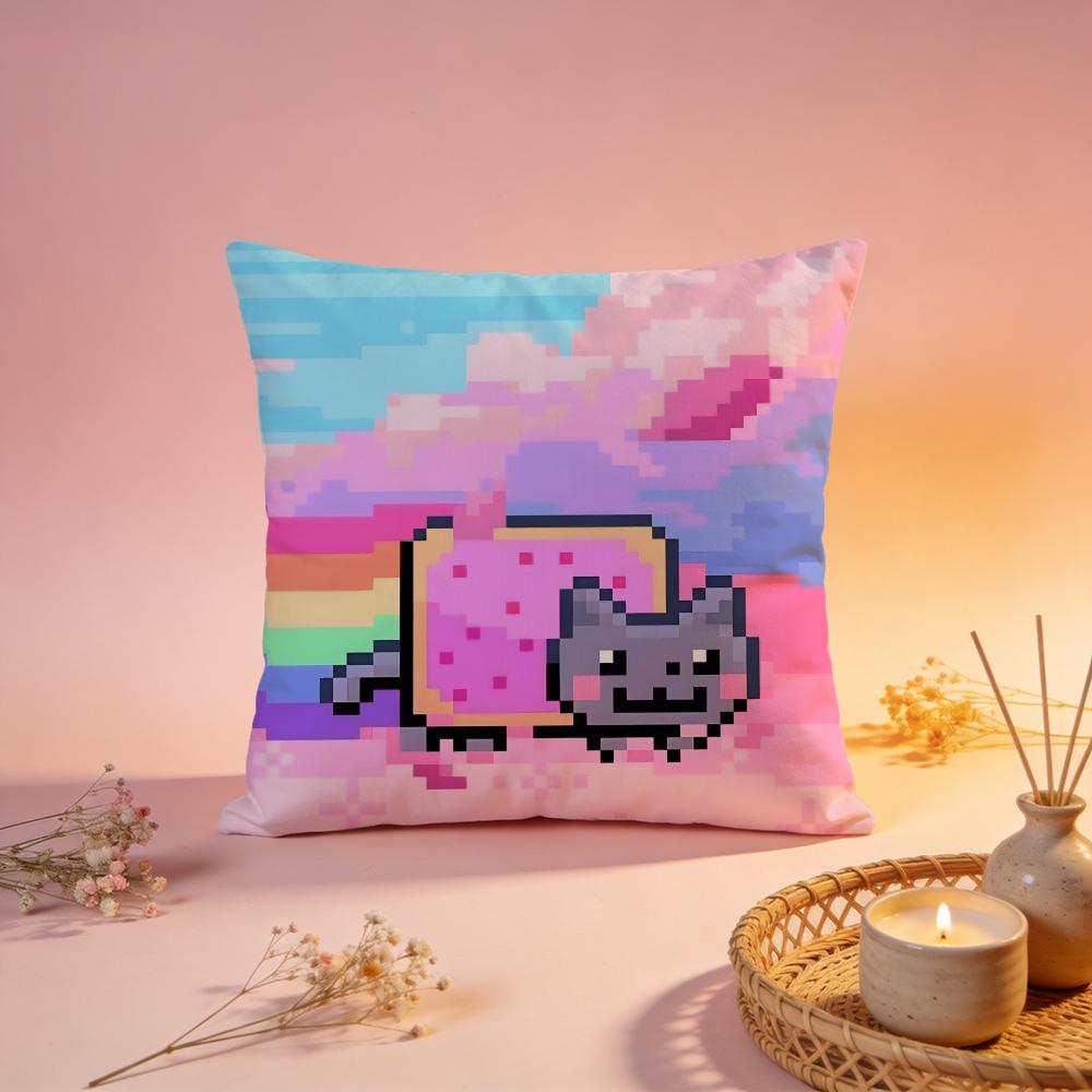Hot Nnyan Catful Cushion Cover Comfortable Durable Pillow Cover MultiScene for Home Office Car Sofa