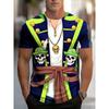 Maglietta da uomo con stampa 3D Costume da pirata Grafica divertente con teschio Manica corta Novità Maglietta Cosplay Abbigliamento casual da strada T-shirt Top