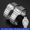 Solid Stainless Steel Watch Band for Cartier Santos 100 Series Men's Wristband Bracelet 23mm Butterfly Buckle Watch Accessories