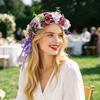 Coroană de Flori Fluture Mireasă Domnișoare de Onoare Coroană de Flori Bohemiană Stil Zână Coroană de Păr Bandă Florală pentru Nuntă Fete cu Flori