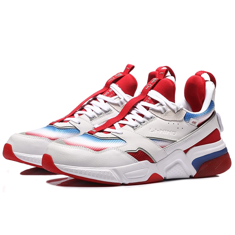 Li Ning 001 Hardloopschoenen Unisex Lage Top Wit/Rood AGLN227-1