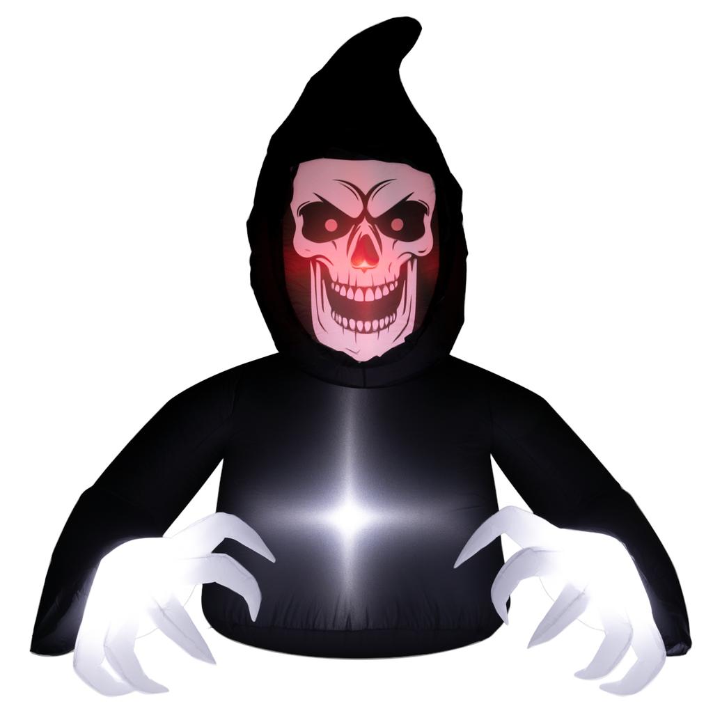 Inflatable Halloween Decoration, Grim Reaper, LED Lights, Blower, Cable