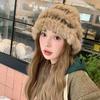 Thick Knit Bucket Hat Wide Brim Winter Hat Fashion Women Headwear  Autumn Winter