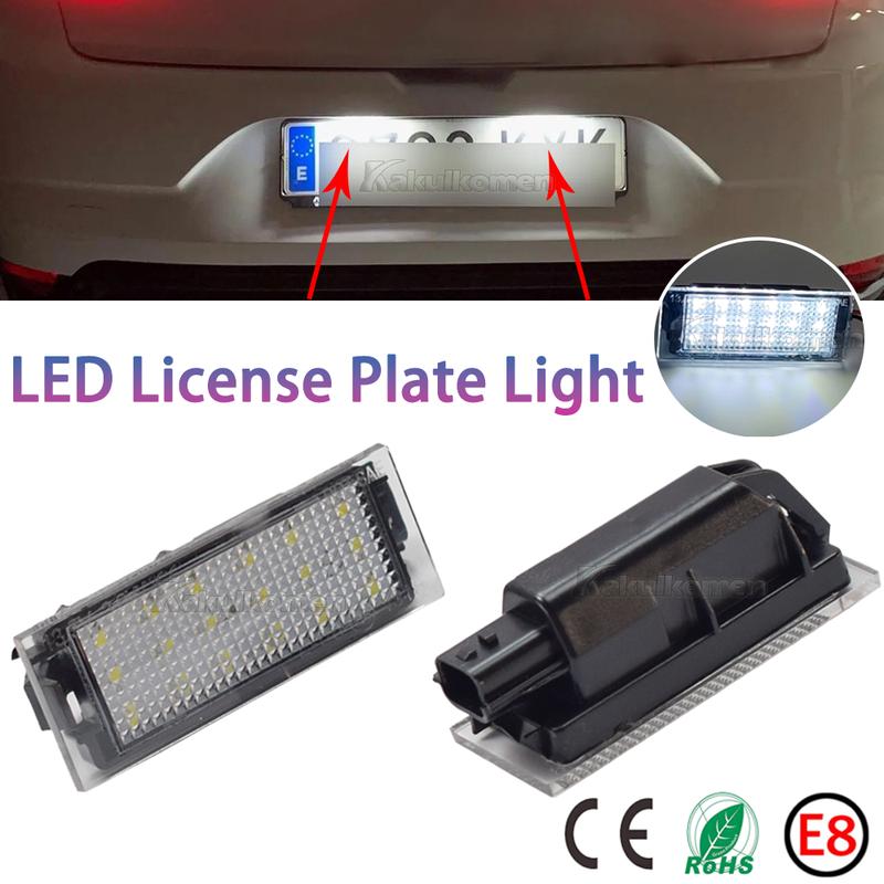 2pcs Car LED White Number License Plate Lights Lamp for Renault Clio Laguna 2 Megane 3 Twingo Master Vel Satis Wind Trafic Twizy