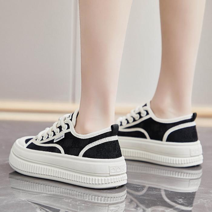 Summer mesh canvas shoes for students, thick soled height increasing sports board shoes