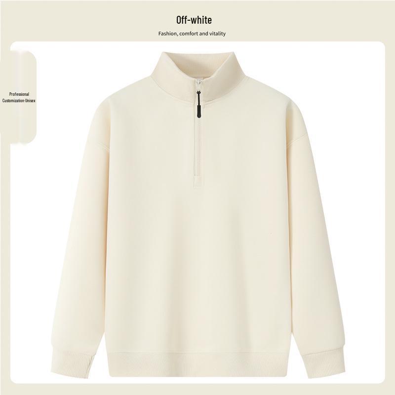 

Custom Logo Half-Zip Pullover Sweatshirt for Catering, Education, and Workwear - Spring/Autumn XL off білий колір