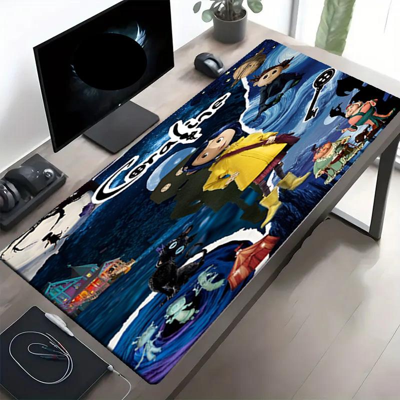 Coraline Print Mouse Pad, Anti‑Slip Desktop keyboard Mat, for PC Laptop Gaming Working Daily Use, Cool Festival Surprise Gift