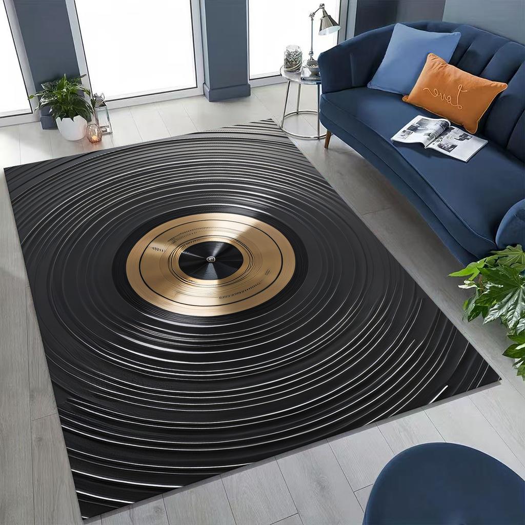 Vinyl Record Music Carpet DJ Screen Tape Rug for Bedroom Living Room Sofa Home Doormat Decor,Large Kid play Non-slip Floor Mat