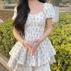 Summer New Gentle Stylish Dress Waist Slim Effect Featuring Single Neckline Bubble Sleeves Fluffy Princess Floral