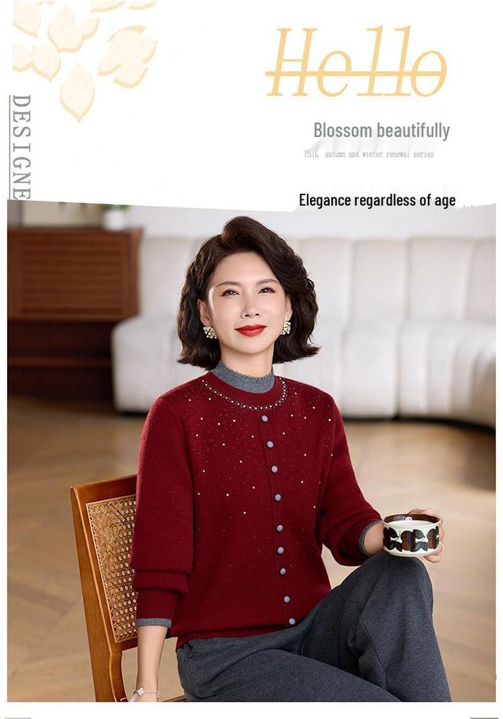 Neues Baby von Mama: Herbst/Winter Strick-Samt Basis-Pullover - Vielseitig, Warm und Stilvoll für Damen