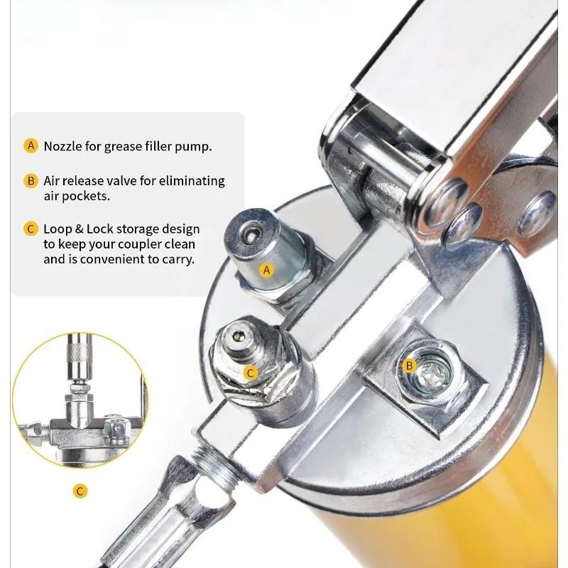 High-Pressure Manual Grease Gun, Lever Operated Single & Double Rod, Multi-Color Set For Heavy Duty
