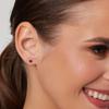 Silver Small Square Earrings with Black Cubic Zirconia