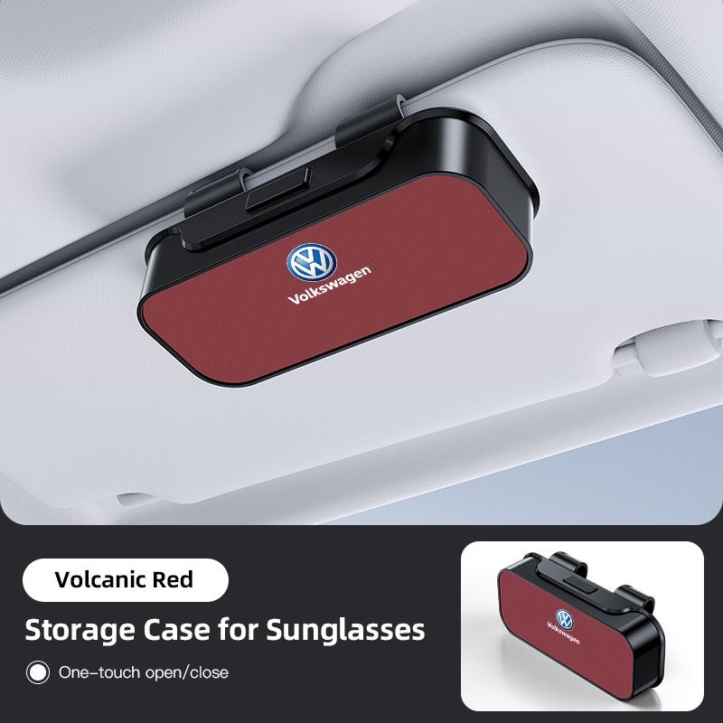 Hijk1 Car Sun Visor Glasses Case Sunglasses Holder For VW Golf Amarok T5 Phaeton GTI Teramont Tiguan Car Interior Accessories Keychain
