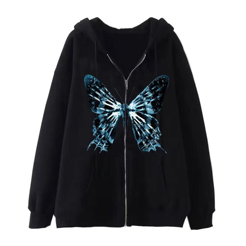 Gothic Dark Hip Hop Hot Sale Of The Season Harajuku Y2K Butterfly Zipper Hoodie Unisex Trendy Sweatshirt Jacket Streetwear From