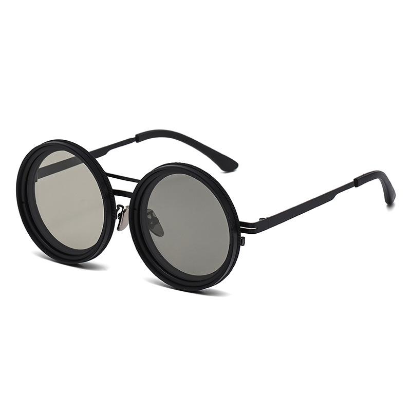 Vintage Round Steampunk Polarized Sunglasses For Men Women Outdoor Sport Shades -Level Adjustable Dimming Sun Glasses Uv400