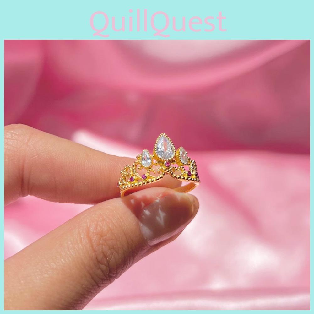 Elegant European Crown Ring With Sparkling Zirconia Stones Adjustable And Chic