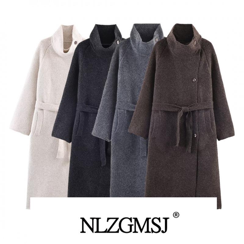 Winter 2025 European & American Style Belted Long Coat Small